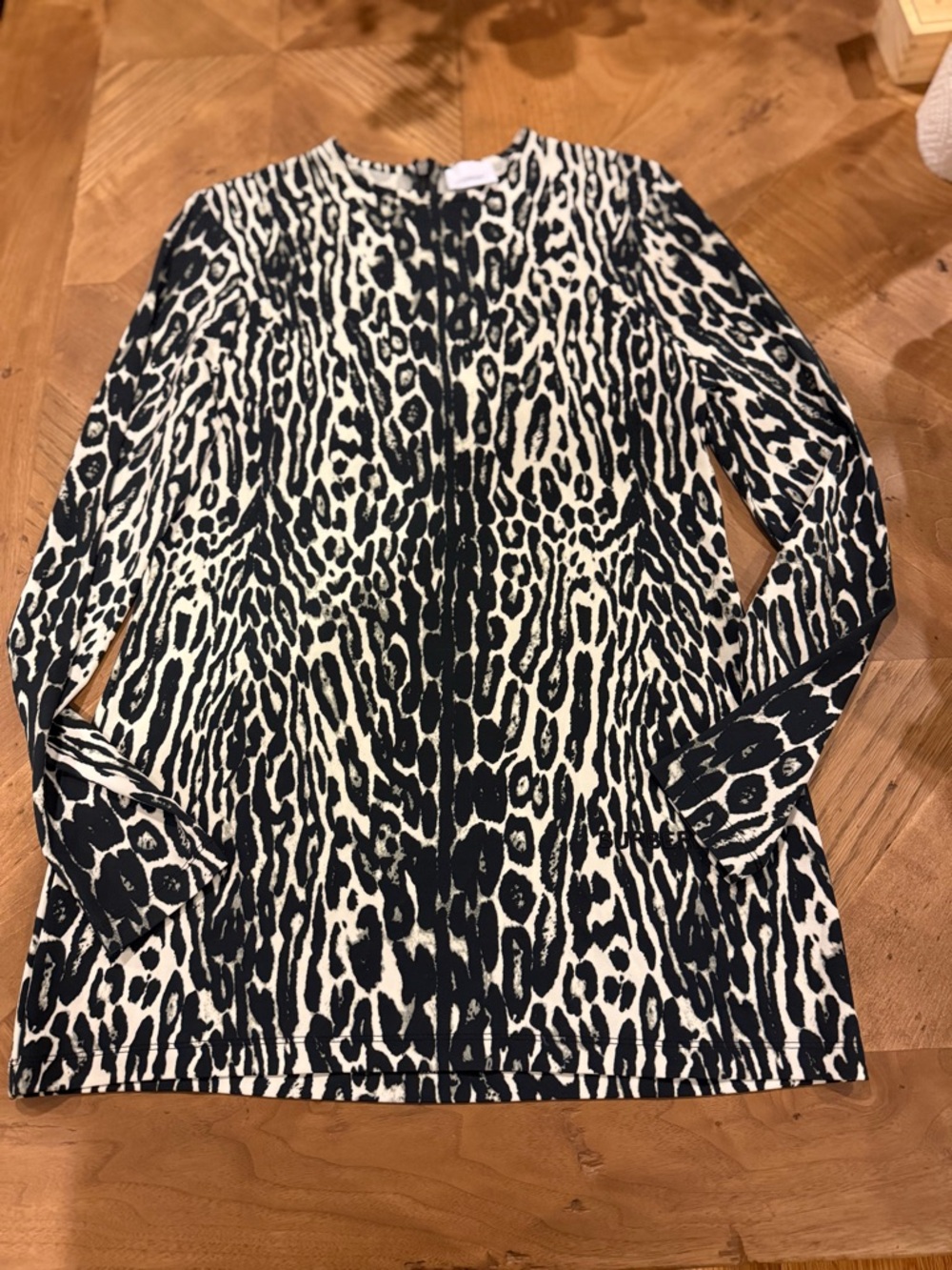Burberry Black and White Animal-Print Shift Top/Short Dress